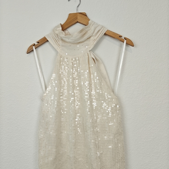 Alice & Olivia NWT Sequin Halter Ombre SILK Open Back Mini Dress Size XS Women's - Picture 4 of 15